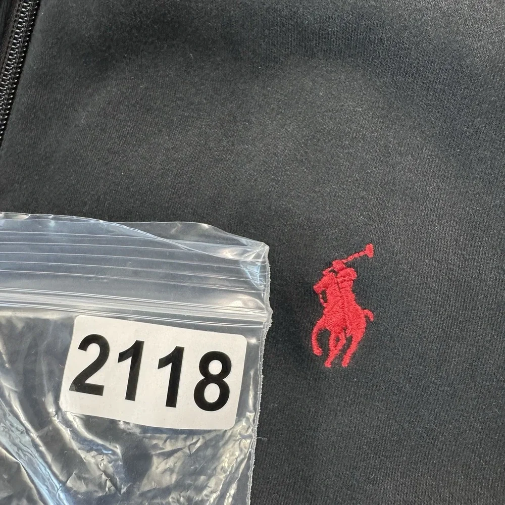 Polo Ralph Lauren Black White Tipped Red Pony Full Zip Track Jacket Size 2XL XXL